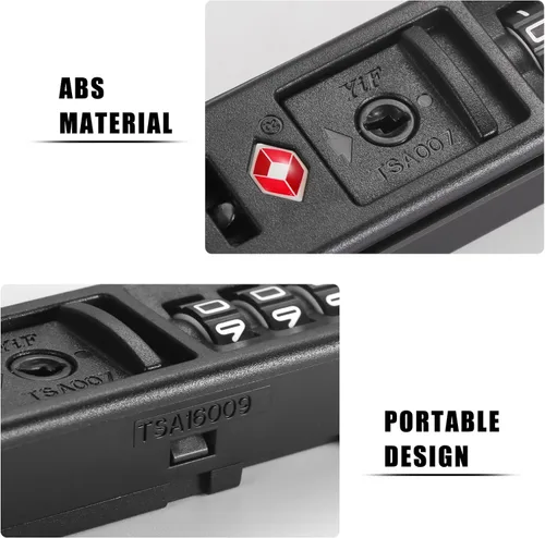 Miniatura 4 de 2 cerraduras de equipaje con cremallera integradas T-S-A 007 con certificación TSA, adecuadas para PC, ABS, PP rígidas con cremallera, reemplazo