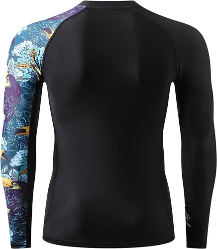 Miniatura 4 de HUGE SPORTS Camiseta de protección contra erupciones de manga larga para hombre UPF 50+ con protección UV, de secado rápido, con costuras