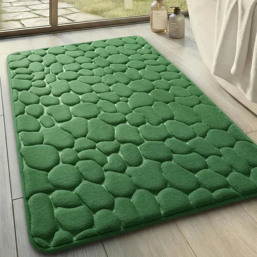 Miniatura 44 de YIHOUSE - Alfombra de espuma viscoelástica para pasillo, alfombras de baño con patrón de adoquín, superabsorbentes, alfombras de baño lavables a