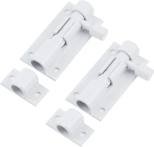 Bitray Pestillo deslizante de 2 pulgadas, cerraduras deslizantes blancas para puerta interior, cerrojo de cerrojo de seguridad para puerta