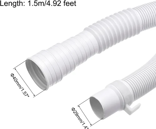 Miniatura 2 de PATIKIL Manguera de drenaje para lavadora, kit de extensión universal de manguera de drenaje de 4.92 pies, color blanco para lavadora con abrazadera