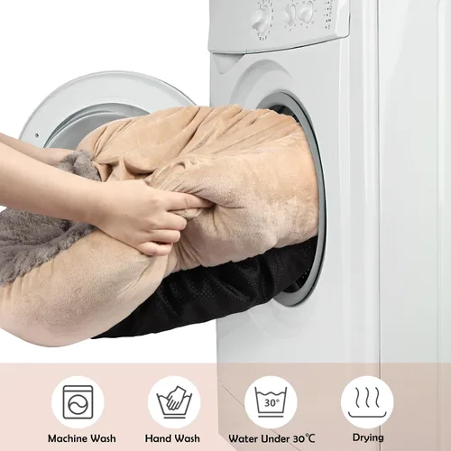 Miniatura 6 de JOEJOY Cama pequeña para perros y gatos con manta con capucha, acogedora y lujosa cama para cachorros en forma de dona redonda que alivia
