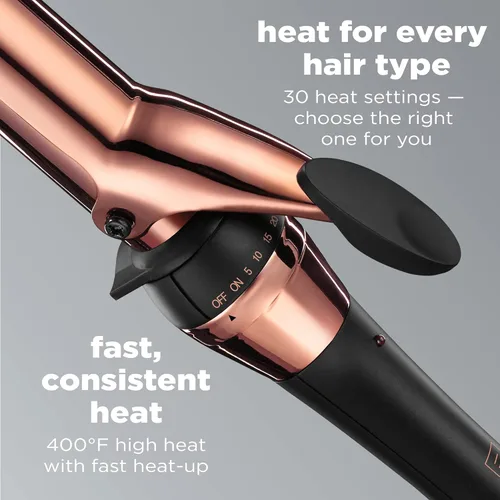 Miniatura 3 de INFINITIPRO BY CONAIR Rizador de titanio de oro rosa de 1 1/4 pulgadas, barril de 1 ¼ de pulgada produce rizos sueltos, para uso en cabello mediano