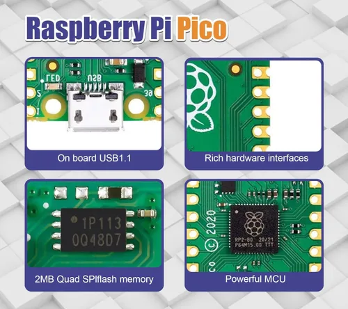 Miniatura 3 de 2 piezas de placa microcontrolador Raspberry Pi Pico con interfaces digitales flexibles Basado en chip RP2040 Procesador ARM Cortex M0+ de doble