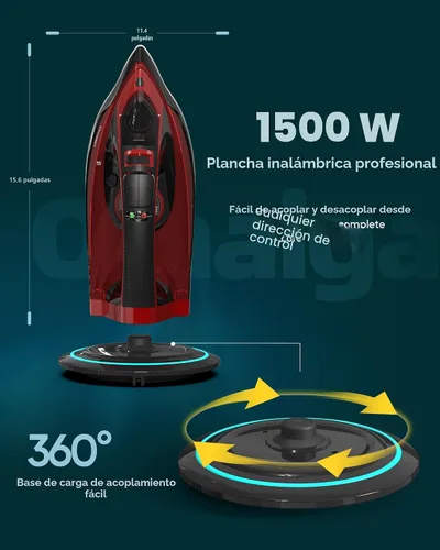 Miniatura 2 de OMAIGA Plancha de vapor para ropa, plancha de 1500 W con calentamiento rápido, suela de cerámica antiadherente, ráfaga de vapor, autolimpieza