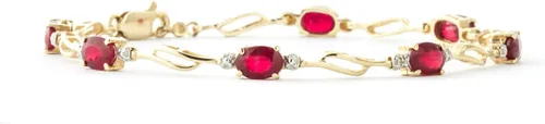 Miniatura 6 de Galaxy Gold GG Pulsera de tenis de oro amarillo macizo de 14 k Diamante rubí de 4.21 ct