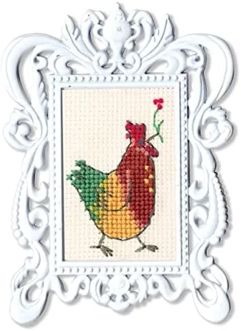 Wizardi RTO Kit de punto de cruz en lienzo Aida con un gallo. Excelente concepción de 1.18 x 1.97 pulgadas FA006. Maravilloso para aficionados al