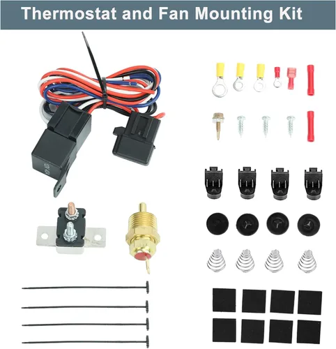 Miniatura 3 de BLACKHORSE-RACING 12" Ventiladores universales eléctricos para enfriar radiadores + Relé termostático y kit de montaje