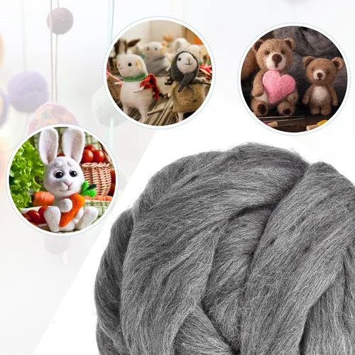 Miniatura 77 de uxcell Lana de fieltro con aguja, hilo de lana de fibra natural de 3.5 onzas para fieltro húmedo, manualidades, materiales de bricolaje