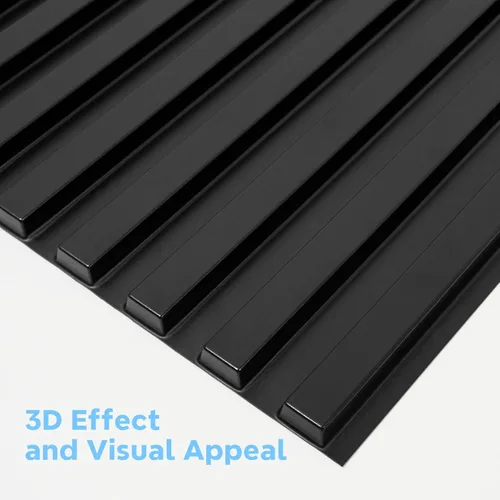 Miniatura 7 de STICKGOO Panel de pared de listones, paneles de pared 3D para decoración de pared interior, panel texturizado acanalado de PVC, 12 azulejos, 19.7 x