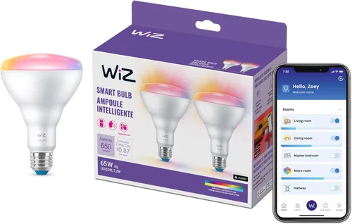 Miniatura 8 de WiZ - Bombilla inteligente LED BR30 de 65 W a color, paquete de 1, E26, para interiores, se conecta a tu Wi-Fi existente, controla con voz