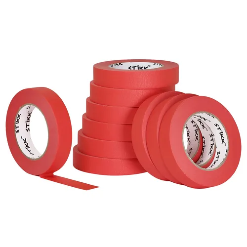 STIKK Cinta para pintores – 10 unidades de cinta de pintor roja – 1 pulgada x 60 yardas – Cinta de pintura para pintura, bordes, recortes, techos –
