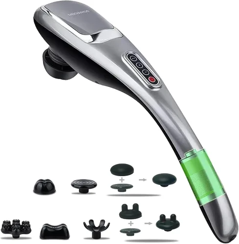 MEGAWISE Masajeador inalámbrico para espalda, hombros, cintura, piernas, batería recargable de 3200mAh, 5 velocidades y 5 +2 nodos de masaje, 5