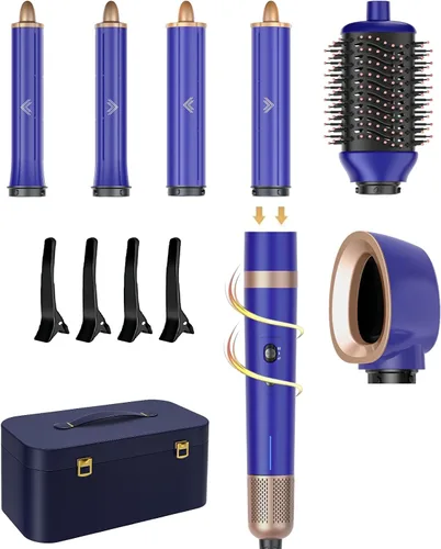 T-GOGO Cepillo secador de pelo profesional: 6 en 1 juego de peinado y secadora de cabello de aire caliente, potente rizador de aire de aire de alta