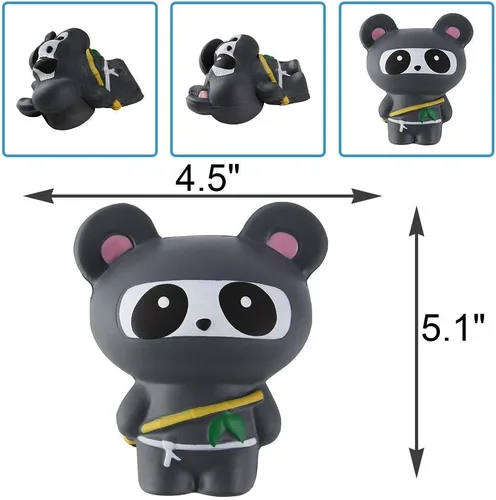 Miniatura 2 de Anboor 2 piezas Squishies Ninja Jumbo Panda y Fox Slow Rising Squishies Kawaii perfumados suaves juguetes de animales para aliviar el estrés
