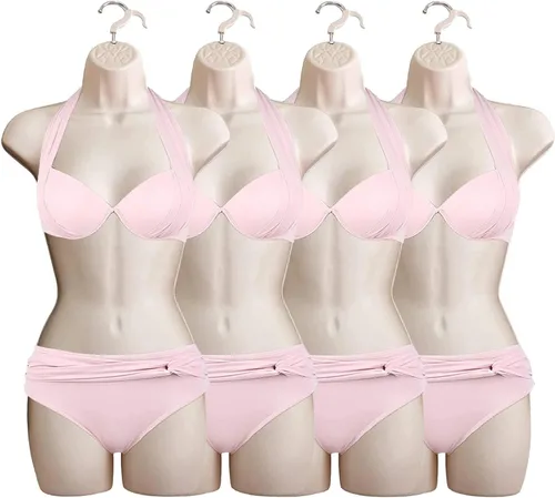 Miniatura 13 de Maniquí Femenino de Cadera de Torso Largo Espalda Hueca Cuerpo Apilable Forma de Vestido con Gancho Colgante para Exhibición de Camisetas, Encimera