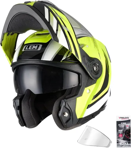 Miniatura 10 de LEM Cascos modulares de motocicleta de fibra de vidrio, casco de motocicleta de cara completa abatible para excursiones, certificado por DOT, visera