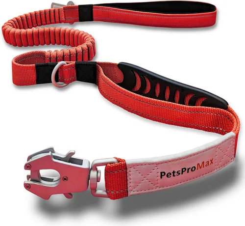 Miniatura 10 de PetsProMax - Correa táctica para perro, correa elástica resistente con clip de metal para cinturón de seguridad de automóvil y hebilla de rana