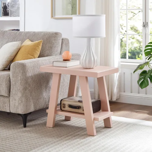 Miniatura 11 de Roundhill Furniture Athens Mesa Auxiliar Contemporánea de Madera con Estante, Negro