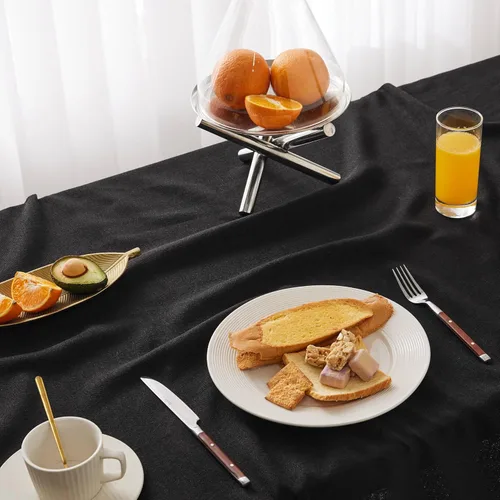 Miniatura 4 de Mantel de lino para mesa cuadrada, 52 x 52 pulgadas, color negro, mantel negro estilo granja, manteles de arpillera resistentes al agua para mesa