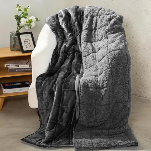 Miniatura 9 de Aemicion Manta con peso para niños de 7 libras, tamaño individual de 41 x 60 pulgadas, cómoda, suave y esponjosa Sherpa, manta pesada para niños