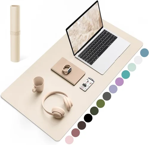 Miniatura 19 de YSAGi Almohadilla de escritorio de piel antideslizante, tapete impermeable para teclado de computadora portátil, protector de mesa y alfombrilla