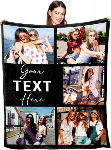 Miniatura 12 de Manta de Fotos Personalizada para Amigos BFF Navidad, Manta de Cama Personalizada con Collage de 9 Fotos para Mamá Papá Fotos Familiares Multi 02