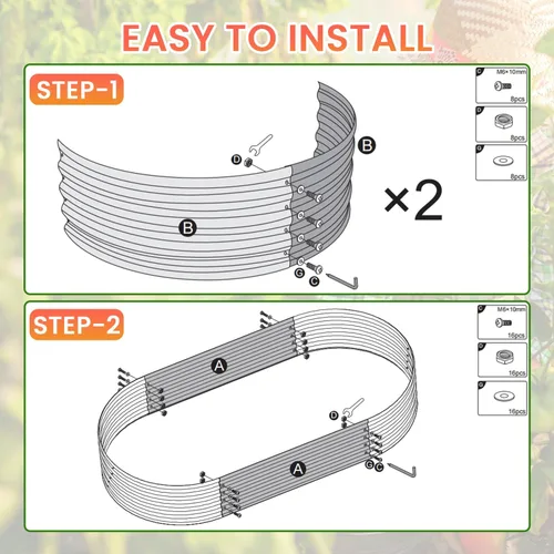 Miniatura 4 de PayLessHere Cama de jardín galvanizada de 6 x 3 x 1 pies, cama de jardín elevada para exteriores, verduras, flores, cama de jardín, caja de jardín