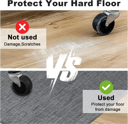Miniatura 7 de AiBOB Alfombrilla para silla de oficina para suelo de madera dura y baldosas, 36" x 48" resistente para computadora y silla de escritorio para Gris