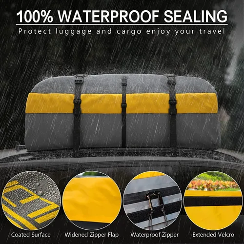 Miniatura 5 de WILDROAD Bolsa para Techo de Automóvil Portaequipajes de Carga para Techo, 21 Pies Cúbicos Impermeable Bolsa Portaequipajes de Carga para Techo