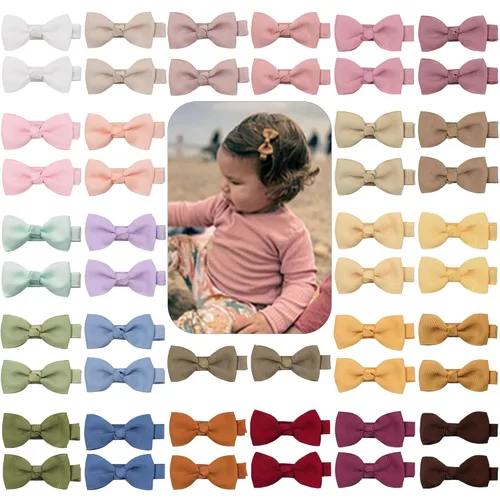 Miniatura 12 de CÉLLOT Pinzas para el pelo para bebés y niñas, 25 unidades, totalmente forradas, lazos para el pelo de 2 pulgadas, pinzas de cocodrilo para bebés