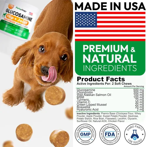 Miniatura 7 de Glucosamina para perros - Suplemento de cadera y articulaciones para perros - 170 masticables de movilidad - Glucosamina condroitina - MSM - Cúrcuma