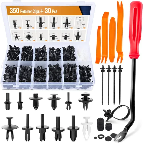 GOOACC 380 piezas de plástico automotriz para automóvil, metal, remaches de nailon con removedor de sujetadores, panel de clip, surtido de clips de