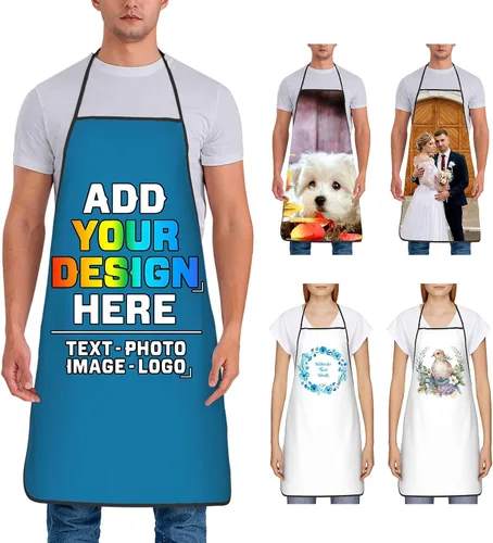 Miniatura 33 de Delantal personalizado para mujer, personalizado para añadir tu propio nombre, texto, logotipo, foto, chef, delantal de cocina para barbacoa