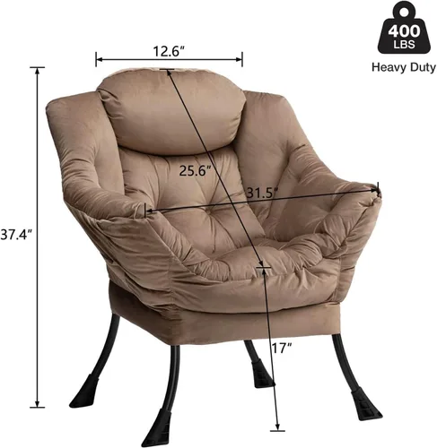 Miniatura 3 de HollyHOME - Silla perezosa con reposabrazos y bolsillo lateral, cómoda silla de sala de acento, sofá de ocio para sala de estar, recámara