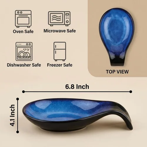 Miniatura 2 de Nihow Soporte para cucharas de utensilios: soporte de cerámica para cuchara/espátula/cucharón - Soporte para cuchara de cocina resistente al calor