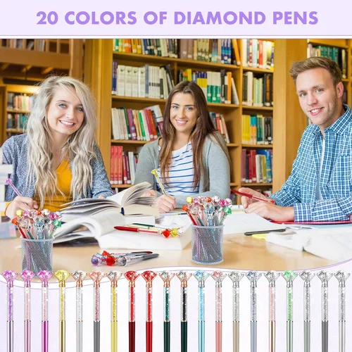 Miniatura 5 de Zhehao 60 piezas de bolígrafos de gran cristal con diamantes, bolígrafos brillantes a granel con brillo, piedras de strass, tinta negra, suministros