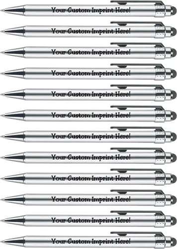 Miniatura 7 de Bolígrafos personalizados con punta de stylus -Bright Vibes- acción de clic, personalizables, escritura negra, bolígrafos con nombre impreso, Rosa