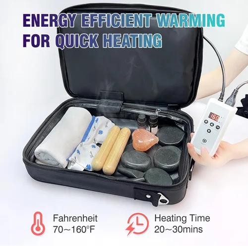 Miniatura 4 de Calentador portátil de piedras calientes eléctrico para spa, calentador de toallas secas, controlador digital, bolsa de calefacción con adaptador