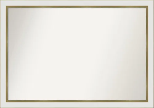 Miniatura 20 de Amanti Art Espejo de baño blanco para sobre el fregadero, 30 x 35 pulgadas, espejo de tocador rectangular estrecho de Eva de oro blanco, marco