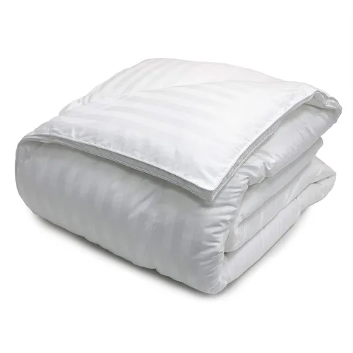 Miniatura 9 de Blue Ridge Home Fashions Edredón de plumas de ganso con patrón de rayas blancas de 350 hilos, relleno hipoalergénico, cálido para todas