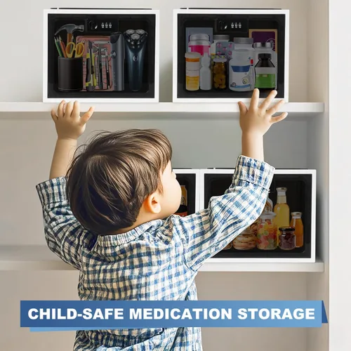 Miniatura 4 de Caja de seguridad para medicamentos seguros, caja de almacenamiento con cerradura de material premium, contenedor organizador con bloqueo y código