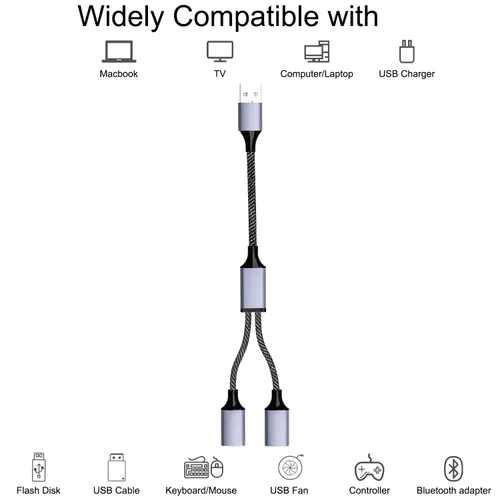 Miniatura 7 de Jasput Cable USB a USB, cable de carga USB macho a hembra y cable USB doble de transferencia de datos, cable de carga múltiple para TV, luz, carga