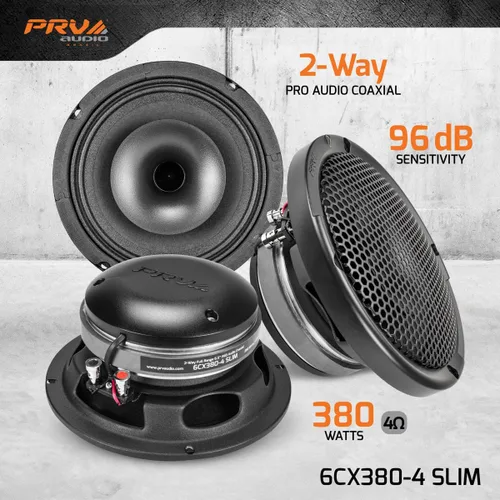 Miniatura 2 de PRV AUDIO Altavoz coaxial de audio para automóvil de 6.5 pulgadas poco profundo 6CX380-4 Altavoz delgado con controlador de tweeter incorporado
