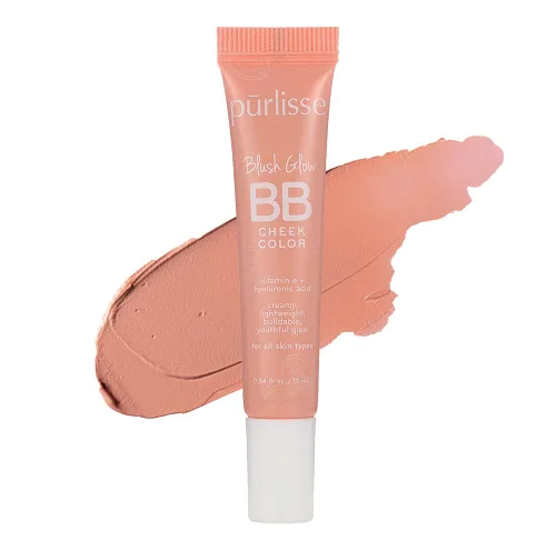 pūrlisse Blush Glow BB Cheek Color - Rubor líquido húmedo para mejillas - Enriquecido con vitamina E y ácido hialurónico - Cremoso, ligero y Malva