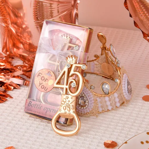 Miniatura 8 de 24 cajas de abrebotellas de cumpleaños con temática de oro rosa, adecuado para regalos de fiesta de boda, regalos de fiesta de cumpleaños