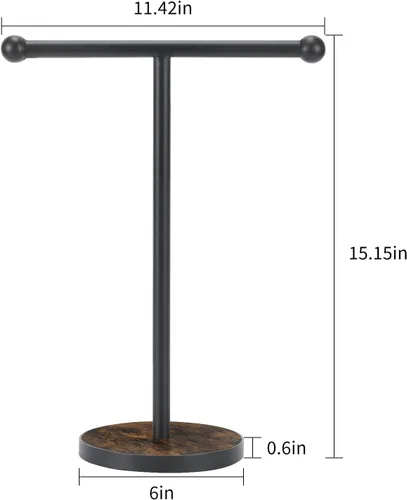 Miniatura 2 de YINMIT Soporte para toallas, altura en forma de T, soporte de toalla de mano de madera de 15 pulgadas, toalleros de mano con base pesada para baño
