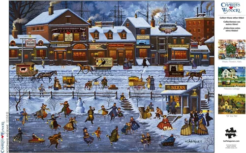 Miniatura 5 de Buffalo Games Charles Wysocki - Bostonianos y frijoles - Rompecabezas de Navidad de 1000 piezas - Rompecabezas festivo para adultos - Piezas