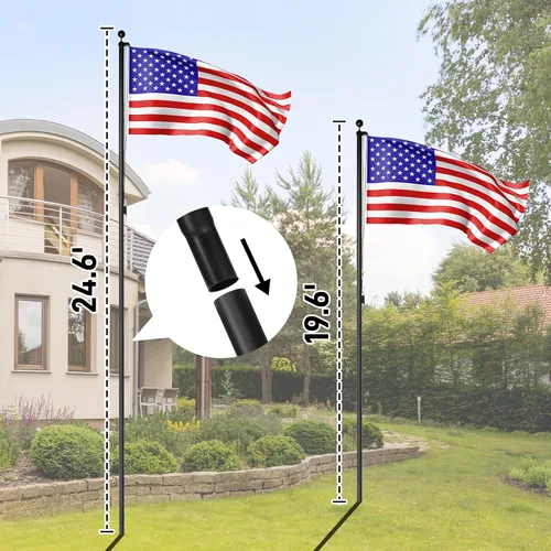 Miniatura 6 de Outvita Mástil de bandera para exteriores, aleación de aluminio de 25 pies, asta de bandera seccional con bandera de Estados Unidos de 3 x 5 pies