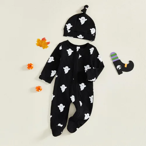 Miniatura 104 de Disfraz de Halloween para bebé niño y niña, mameluco de manga larga con diseño de calabaza, mameluco para Halloween